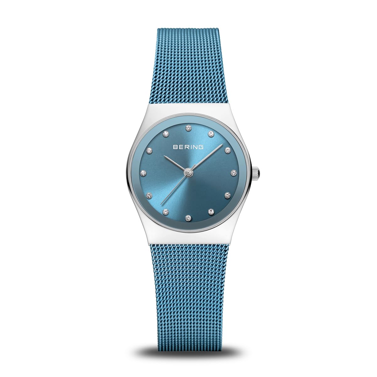 BERING Women's Quartz Watch | 27mm Case | Wristwatch with Silver Case | Blue Dial | Blue Milanese Strap | 3 ATM | 12927-308