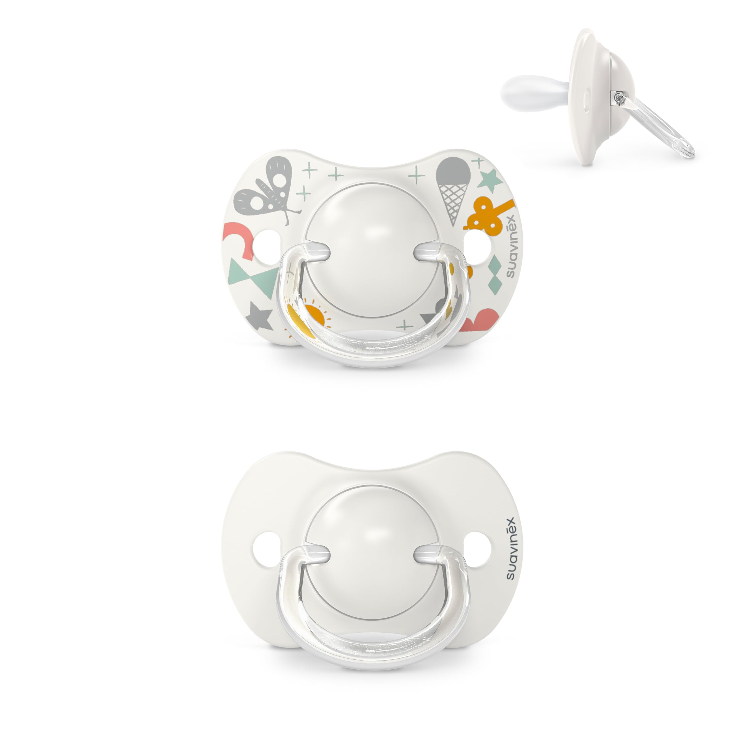 Suavinex Confezione da 2 Ciucci con Tettarella Simmetrica in Silicone SX Pro, per Bambini 0-6 Mesi, Ciuccio Neonato, con Tettina più Piatta e Flessibile, Walk in the Park Grigio