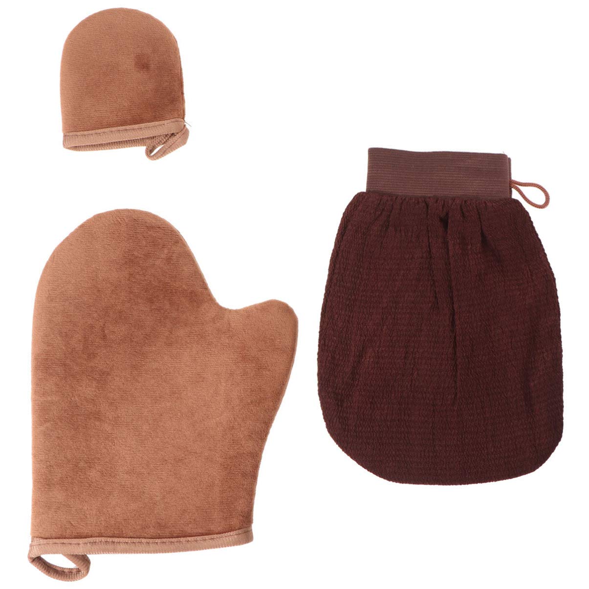 HEALLILY 4pcs Self Applicator Kit Self Tanning Mitt Body Lotion Applicator for Women Girls Sunless Tanning Body Face Applicator Exfoliating Tool ( Brown )