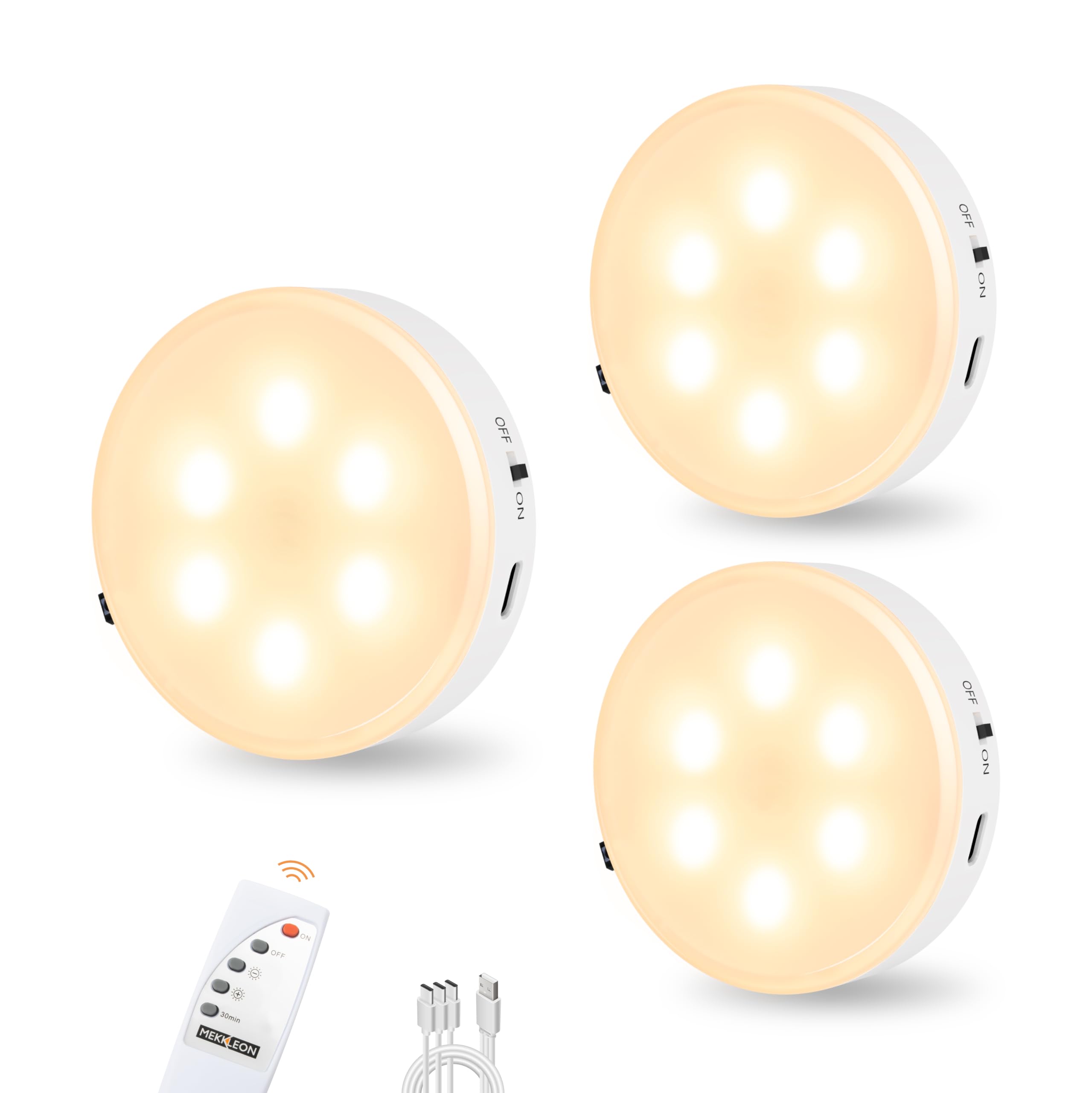 MEKKLEON Puck Lights 3-Pack