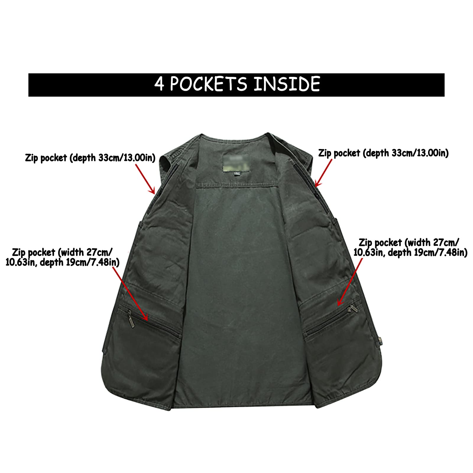 Mire Chaleco de Pesca para Hombre Exterior Ligero Secado Rápido Trabajo Fotografía Chaleco con Multibolsillos(Size:6XL,Color:Gris)
