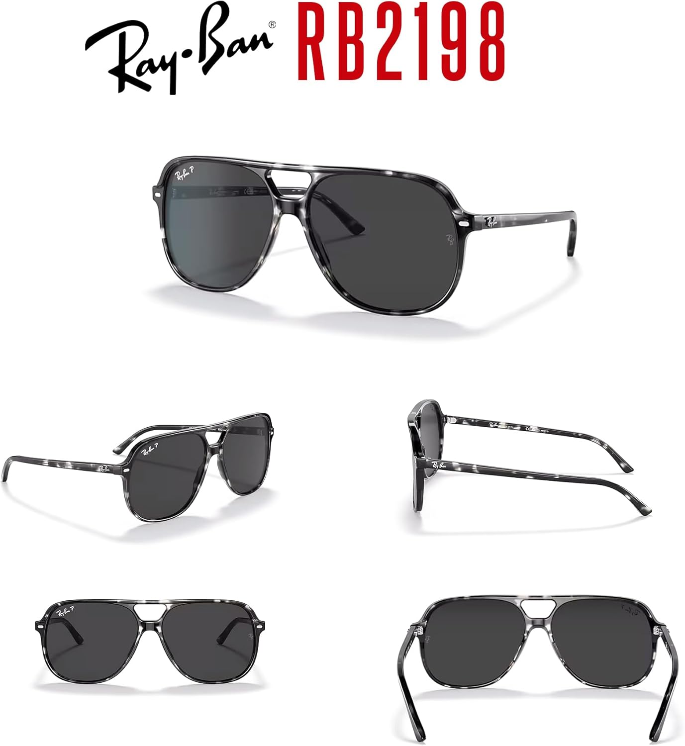 Ray-Ban Bill RB2198 Square Sunglasses for Men for Women +BUNDLE with ACCESSORY EYEWEAR KIT - Image 7