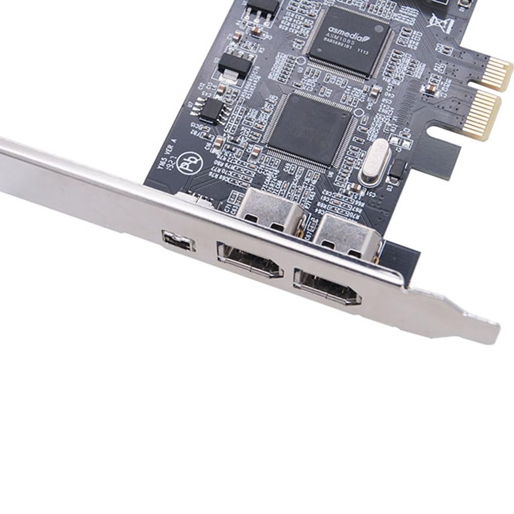 lehua Adaptateur de Carte Firewire PCI-E 1 X IEEE 1394A 4 Ports (3+1) 1394 Une PCIe avec Câble IEEE 1394 6 Broches à 4 Broches