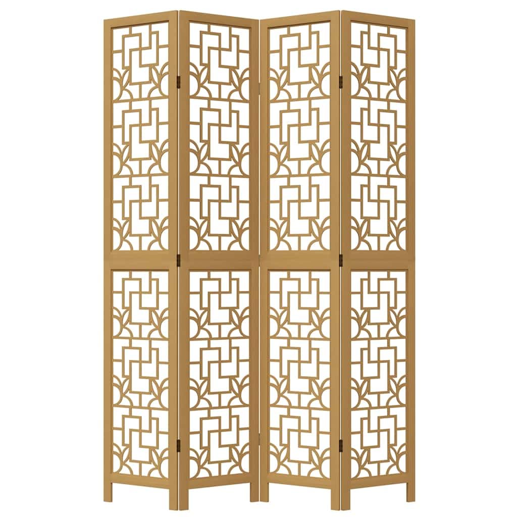 4-częściowy parawan brązowy z litego drewna paulownia, składana ścianka działowa z 4 panelami, ochrona przed wzrokiem, wolnostojąca ścianka działowa do salonu, sypialni, biura i domowego