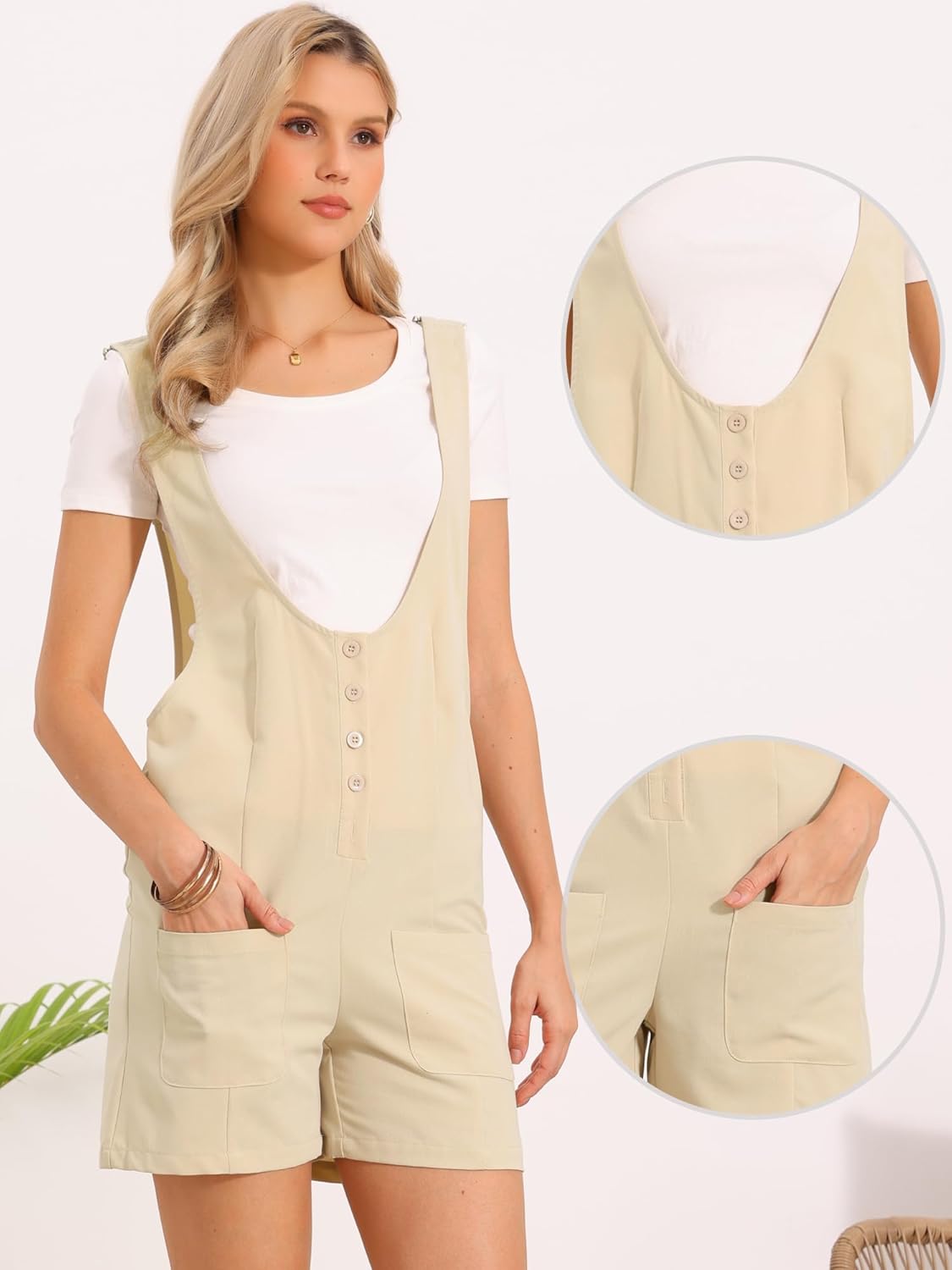 Allegra K Casual Rompers for Women Summer Adjustable Straps Shorts Overalls Loose Jumpsuit 2026 Beach Vacation Outfits - Image 2