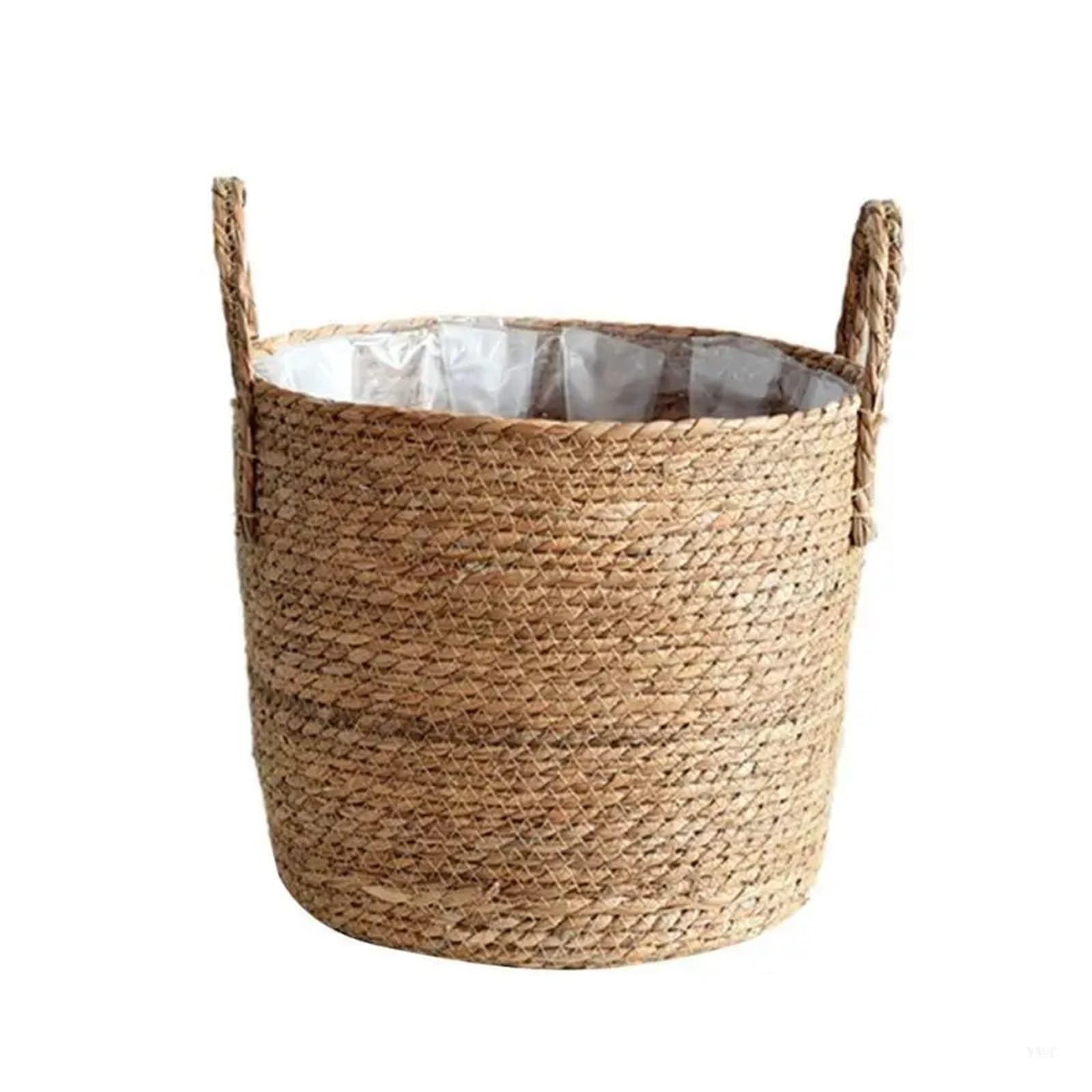 LuoAXINN Woven Straw Flower Pot Wicker Plant Basket with Handles Flowerpot Planter Woven Rattan Pot Straw Grocery Storage