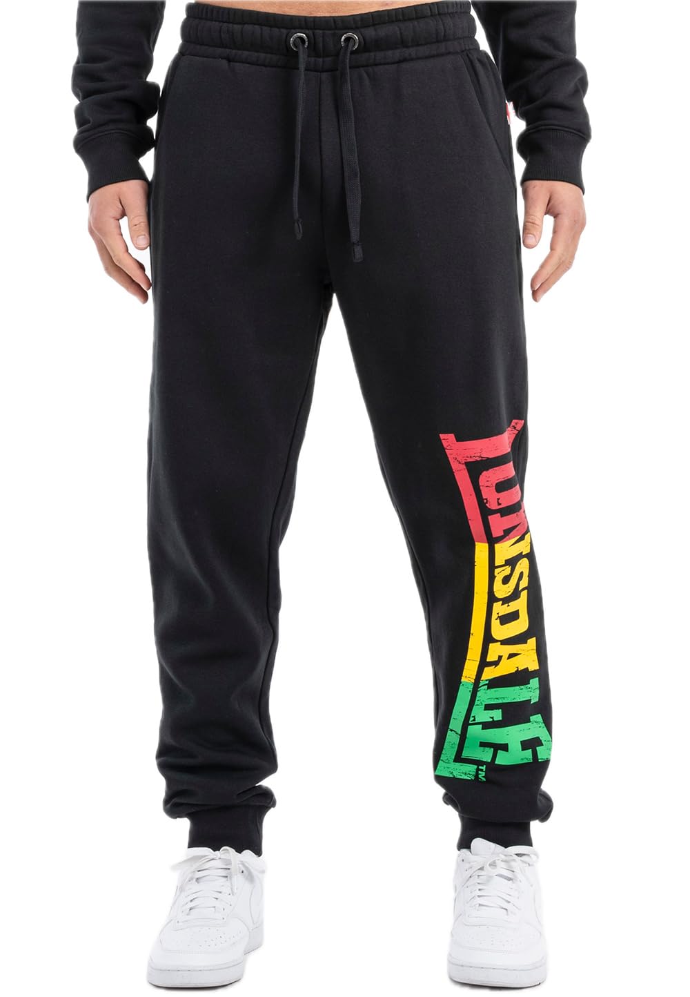 Lonsdale Men's Sounds Two Joggers, Black/Rainbow, L