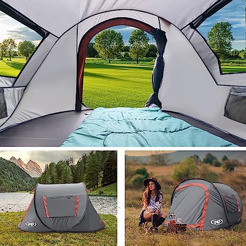Image of Pop-up Tent,2 Person Camping Tent,Instant Portable Beach Tent,Easy Pop Up Shade Tents 2 Doors for Camping Hiking & Traveling with Carrying Bag