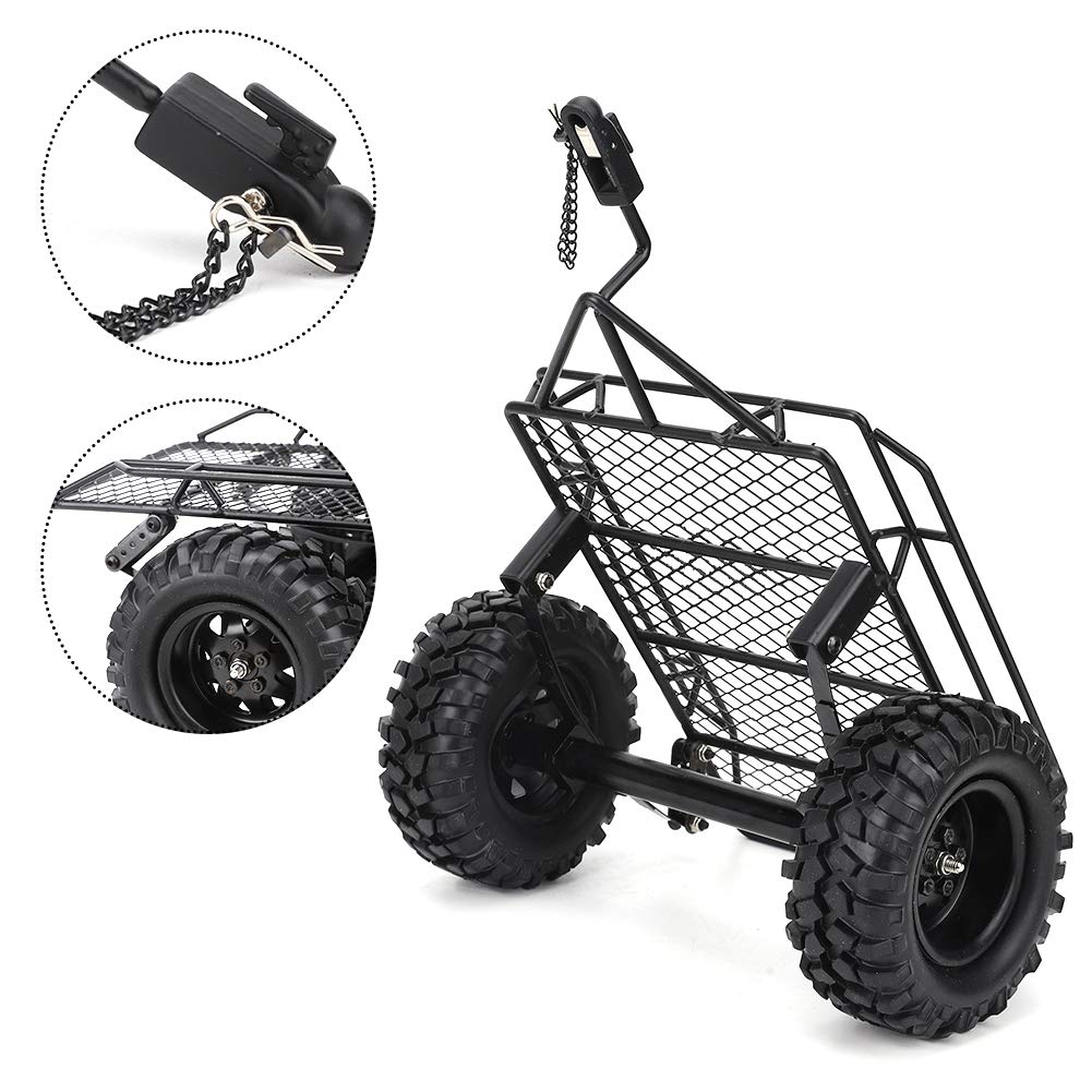 Remolque de Coche RC, Escala 1:10 Tarea Pesada Remolque de Metal Remolque RC Alta Simulación Accesorio de Remolque de Coche para D90 SCX10 CC01 1/10 Piezas de Bricolaje