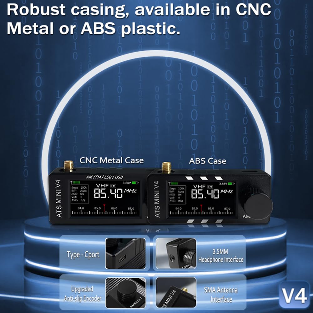 Mini Radio, V4 ATS DSP-Radio, ESP32-S3 & SI4732 Chip, Multiband AM/FM/LSB/USB-Empfänger, mit Kopfhörerverstärker & Hi-Z-Schaltung, tragbar für Reisen und Radiobegeisterte (CNC-Gehäuse)