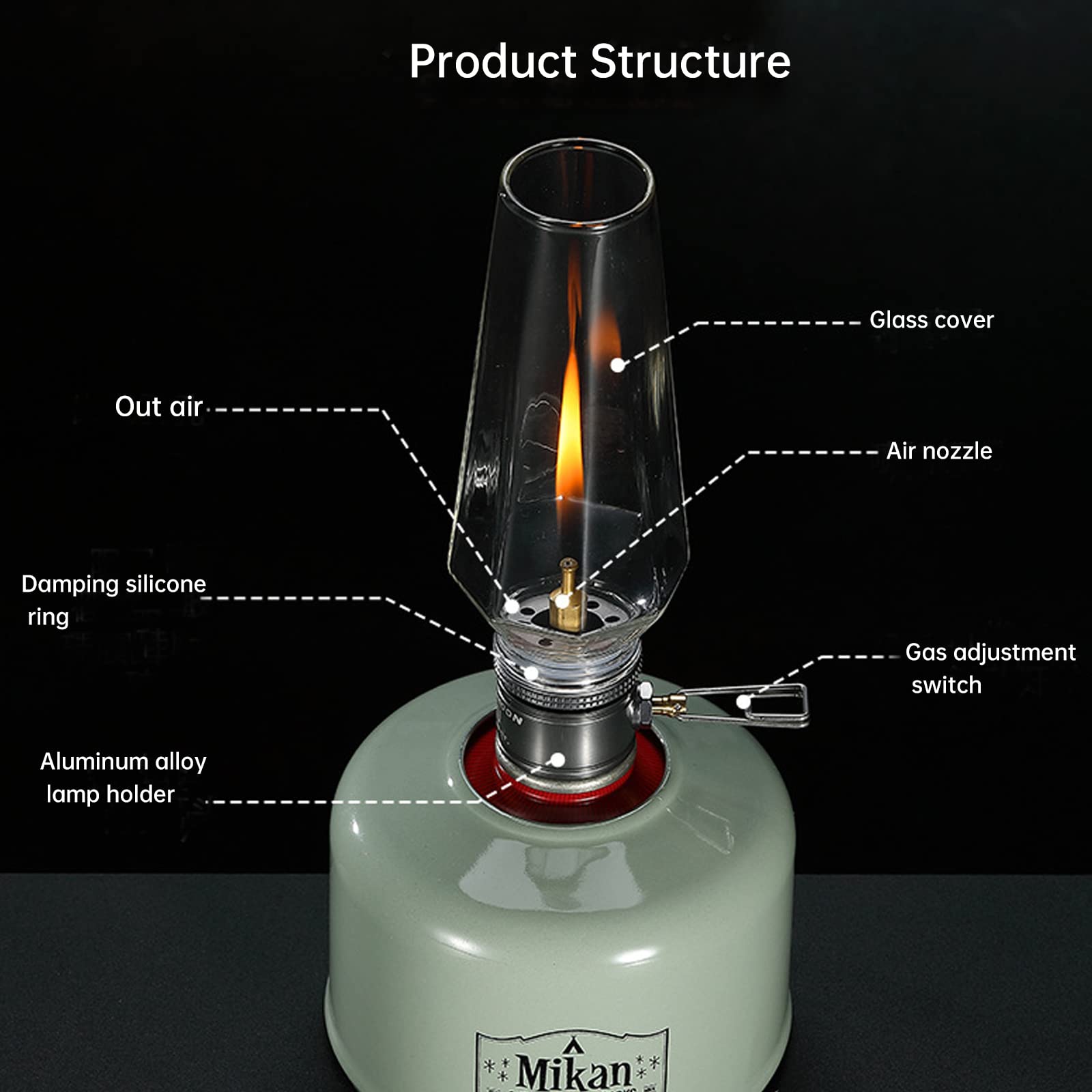 Campingmoon Coreless Candlelight Tente De Gazéification Lampe à Gaz Atmosphère Camping Lanterne à Gaz Avec Boîtier De Lanterne En Bois T-1