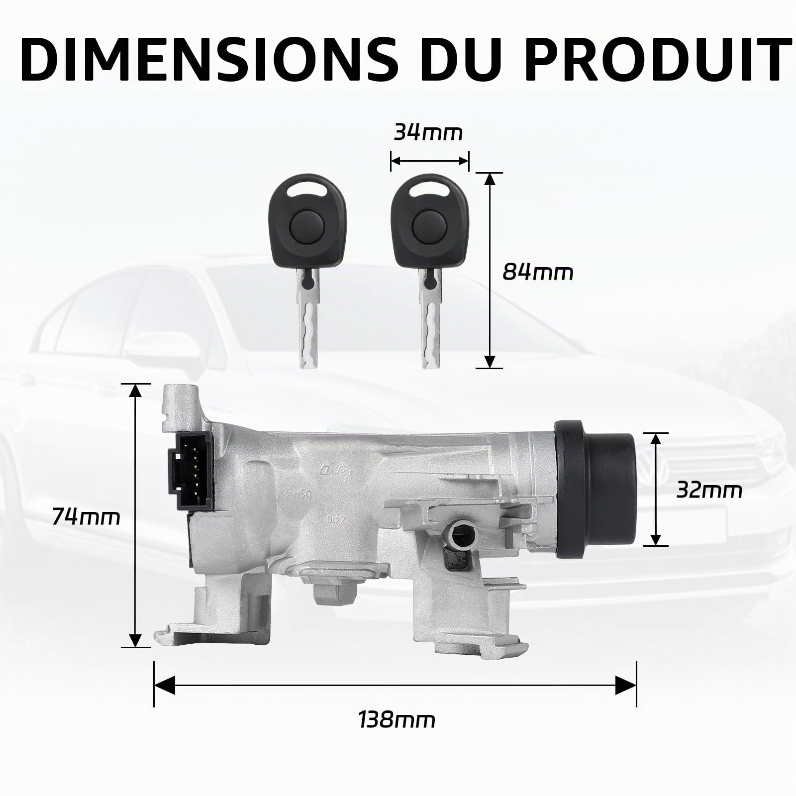 LALAGO Commutateur d'allumage avec cylindre de serrure d'allumage, 1K0905851B 1K0905865 1K0905841 1K0905865A A1,A3, G.olf 5, G.olf 6, T.ouran, P.olo, A.ltea, I.biza, L.eon, O.ctavia