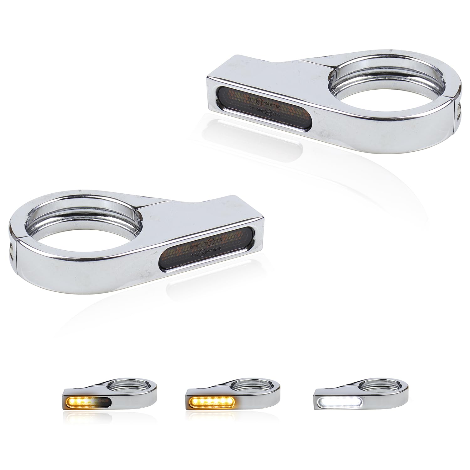 FACAILAHA Motorcycle Switchback Front Fork LED Turn Signals Universal 12V Sequential Amber Blinkers Running Lights fit Honda Harley Yamaha Suzuki