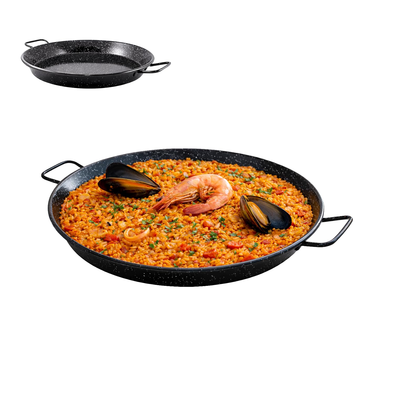 TWO TIGERS | Paellera Para Inducción Vitrocerámica y Gas | 30 cm de Diámetro | De 3 a 5 Raciones | Para Hostelería Restaurantes Hoteles | Acero Esmaltado Resistente Fácil de Limpiar
