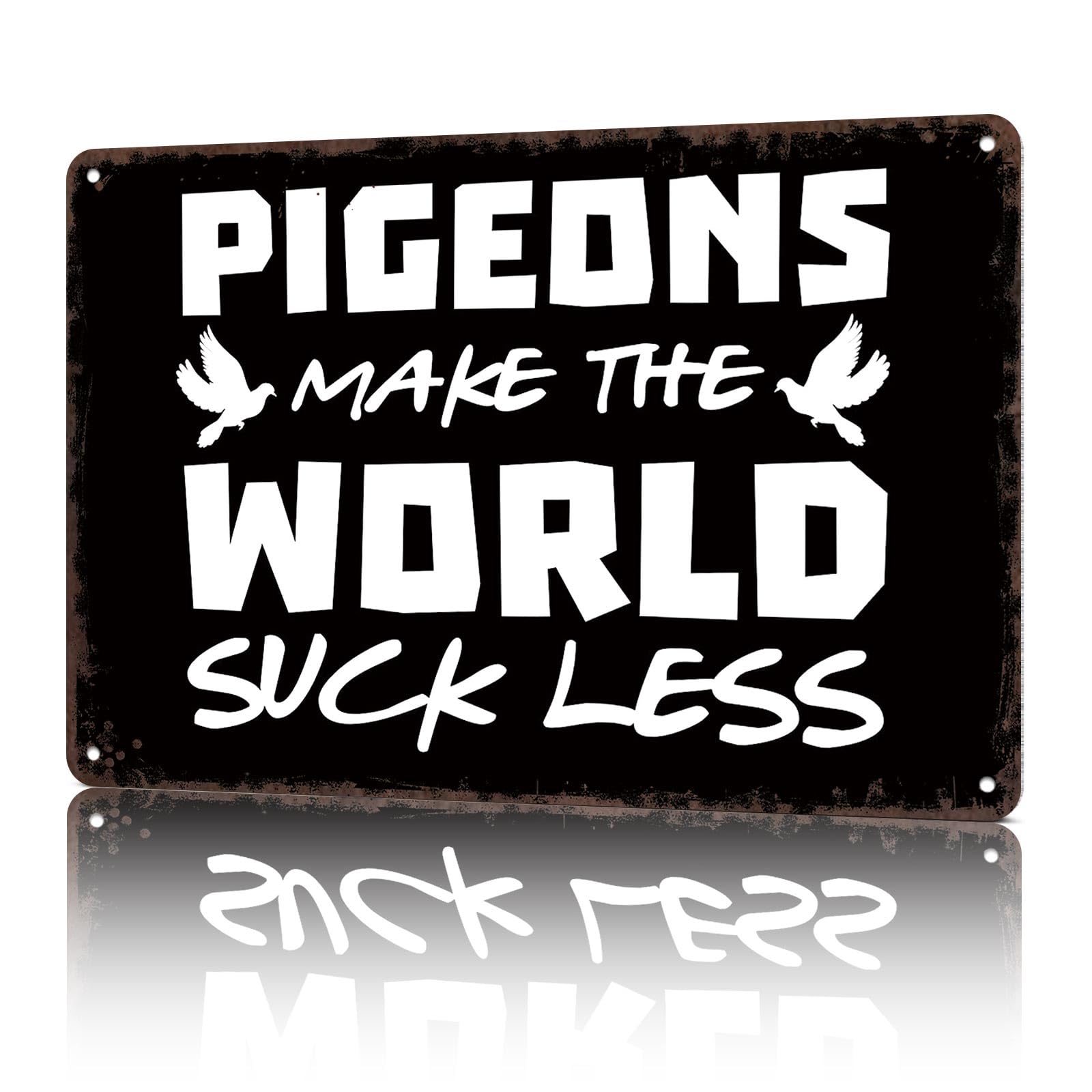 KWQDOZF Vintage Metal Signs Pigeons Joke Pigeon Funny Tin Sign Poster Wall Art For Home Room Bedroom Office Decor 8x12inch