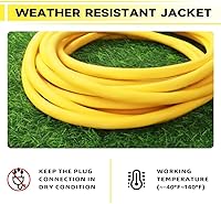 Vista 6 de Cable de extensión iluminado para exteriores de 10 pies - Cable de extensión amarillo resistente SJTW 10/3 con enchufe a tierra de 3 puntas
