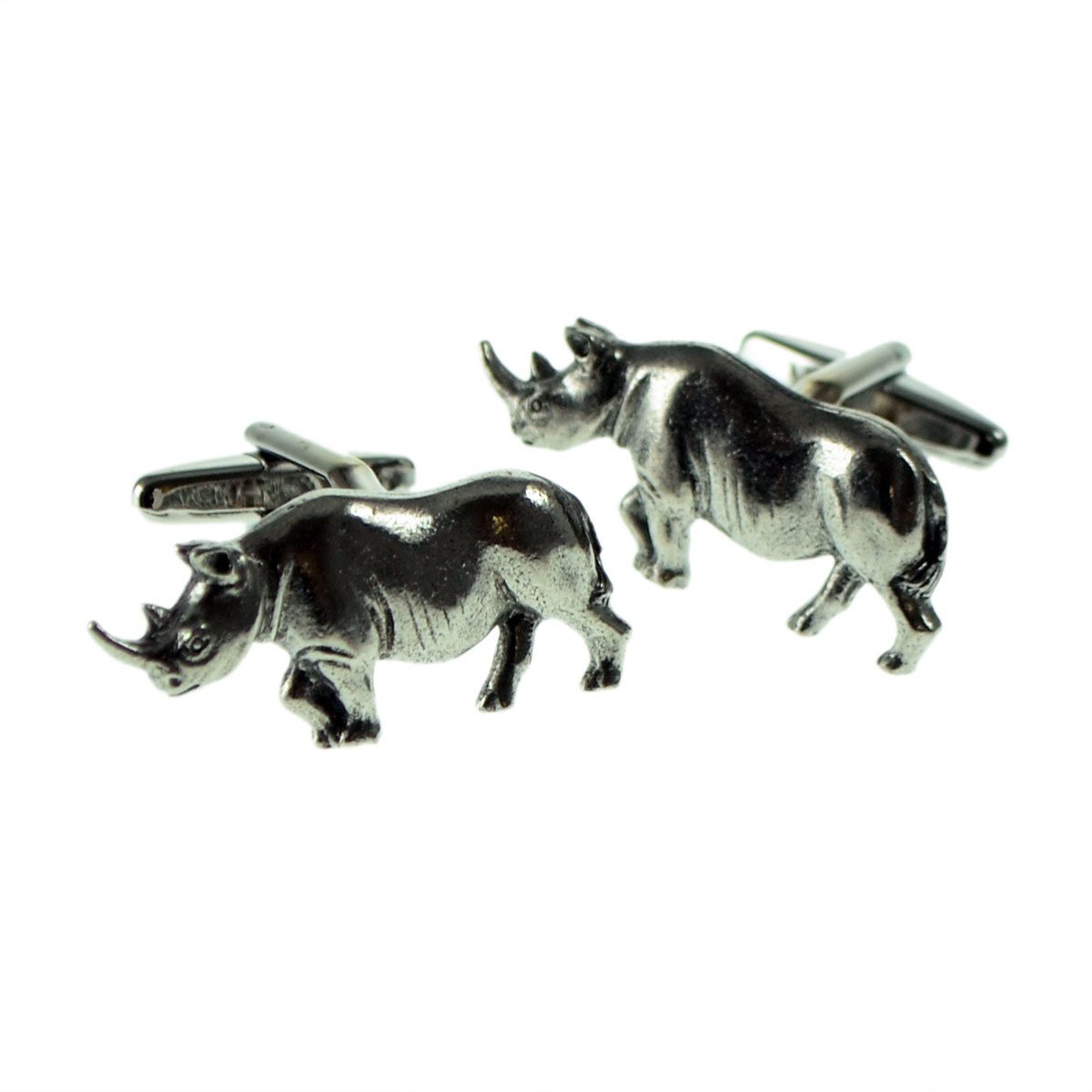 English Made Rhino Pewter Cufflinks Presented in a Box