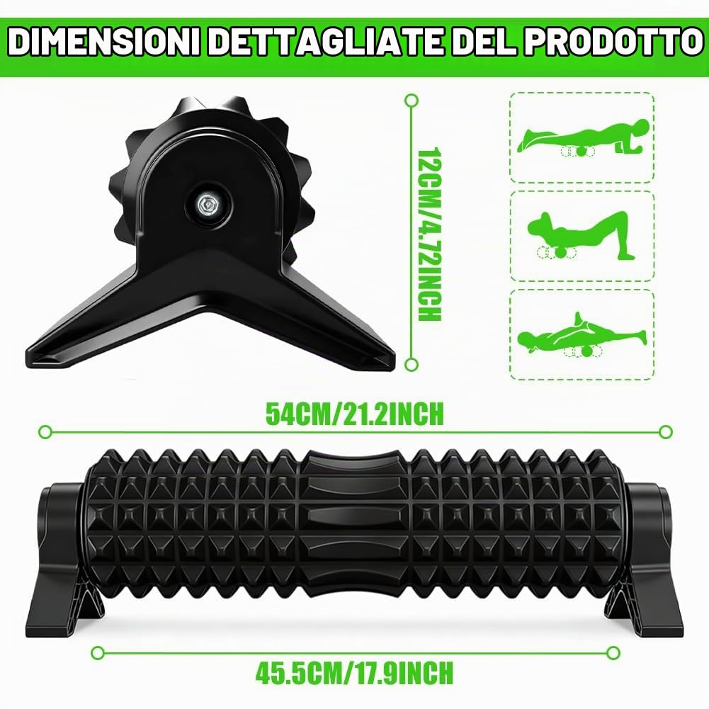 Rullo fasciale con supporto e texture 3D, rullo massaggiante, rullo in schiuma rigida per massaggio a tutto il corpo, ideale per yoga, pilates, fitness, schiena, gambe, spalle, rilassamento muscolare