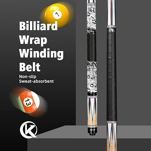 Miniatura 2 de KONLLEN Taco de billar PU Grip Protector Butt Sleeve Pool Cue Carom Snooker Cue 59.1 in Billar Accesorios