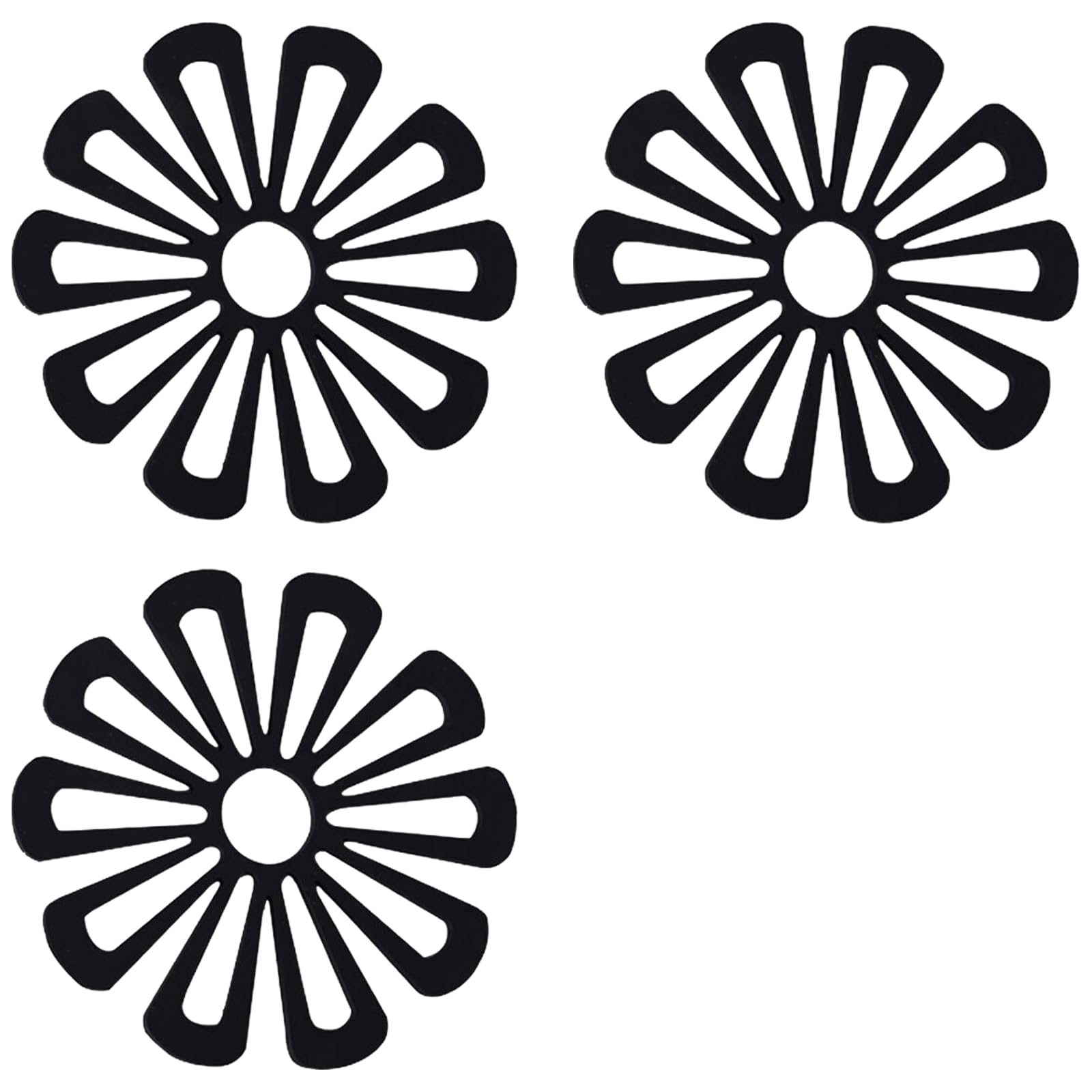 3PCS Silicone Trivets for Hot Pans,Heat Resistant Mats for Kitchen,Pan Protectors,Black Silicone Heat Protecting Mat,Hollow Out Non-Slip Mat,for Kitchen Cooking
