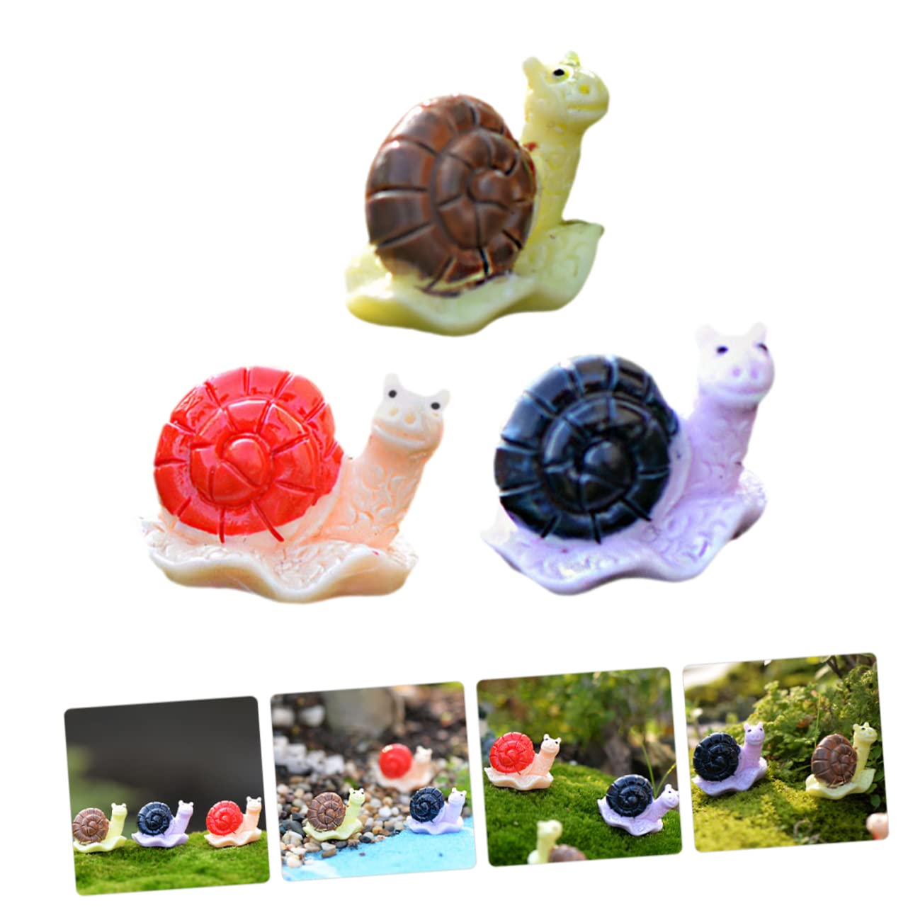 KONTONTY Realistic Snail Figurines Set of 3 Miniature Simulation Snail Ornaments for Garden Decoration and Educational Animal Toy Models for Home and Balcony - Image 4