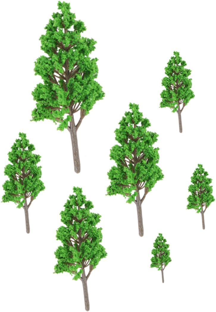jojofuny 7pcs Green Plastic Poplar Tree Model for Garden Landscape DIY