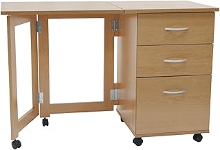 WATSONS FLIPP 3 Drawer Folding Office Desk Workstation Craft Sewing Beech