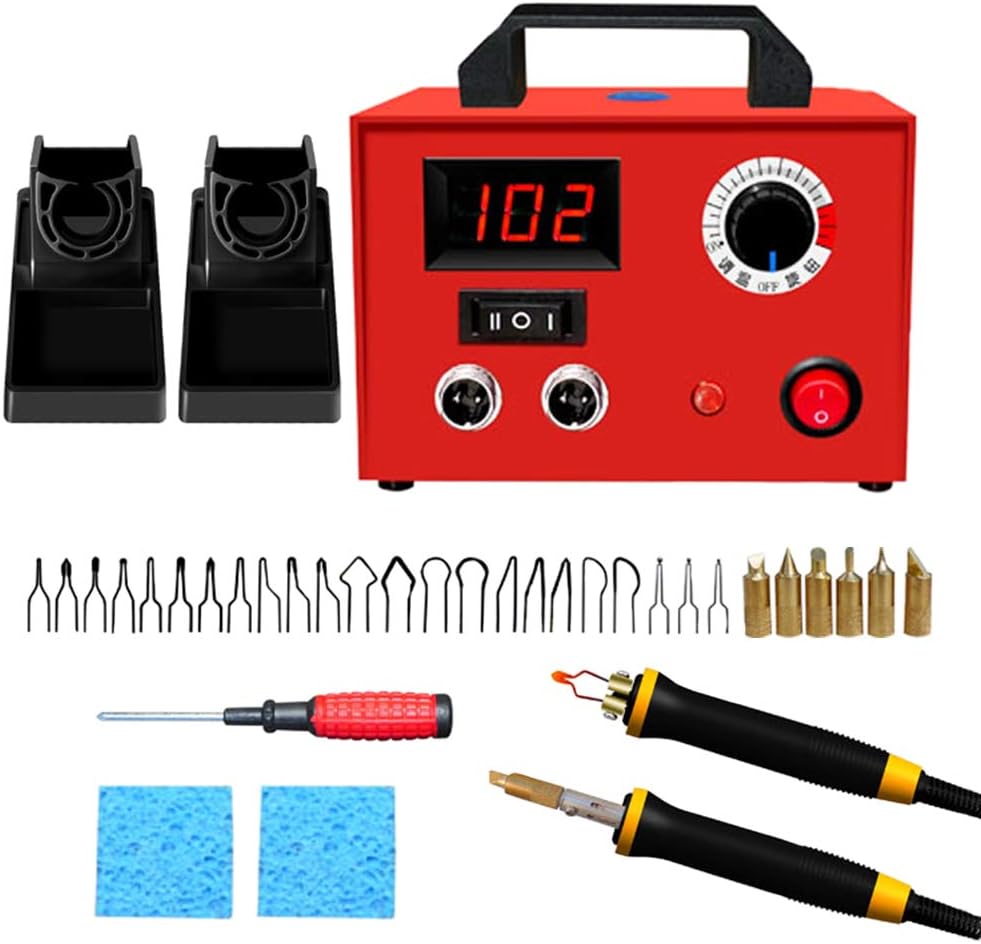 Huanyu Wood Burning Machine Kit 23 Tips Dual Pen 60W Pyrography Tools with Dedicated
