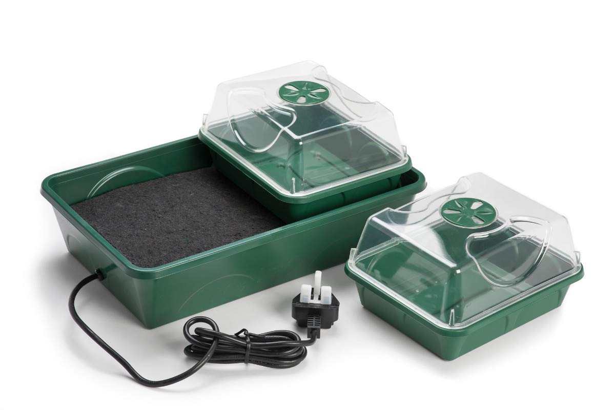EarlyGrow Propagatore elettrico infrangibile riscaldato a 2 baie autoirrigante – 38 x 24 x 18 cm