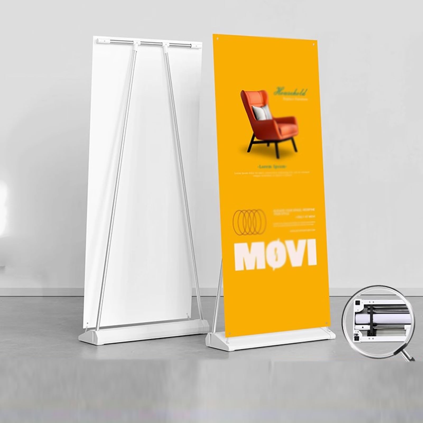 Caballete Publicitario, Personalizado Enrollar Soporte Carteles, Retráctil Enrollar Soporte Pancarta, Pie Publicidad Menú Titular del Cartel Boletín para Ferias(80x180cm)