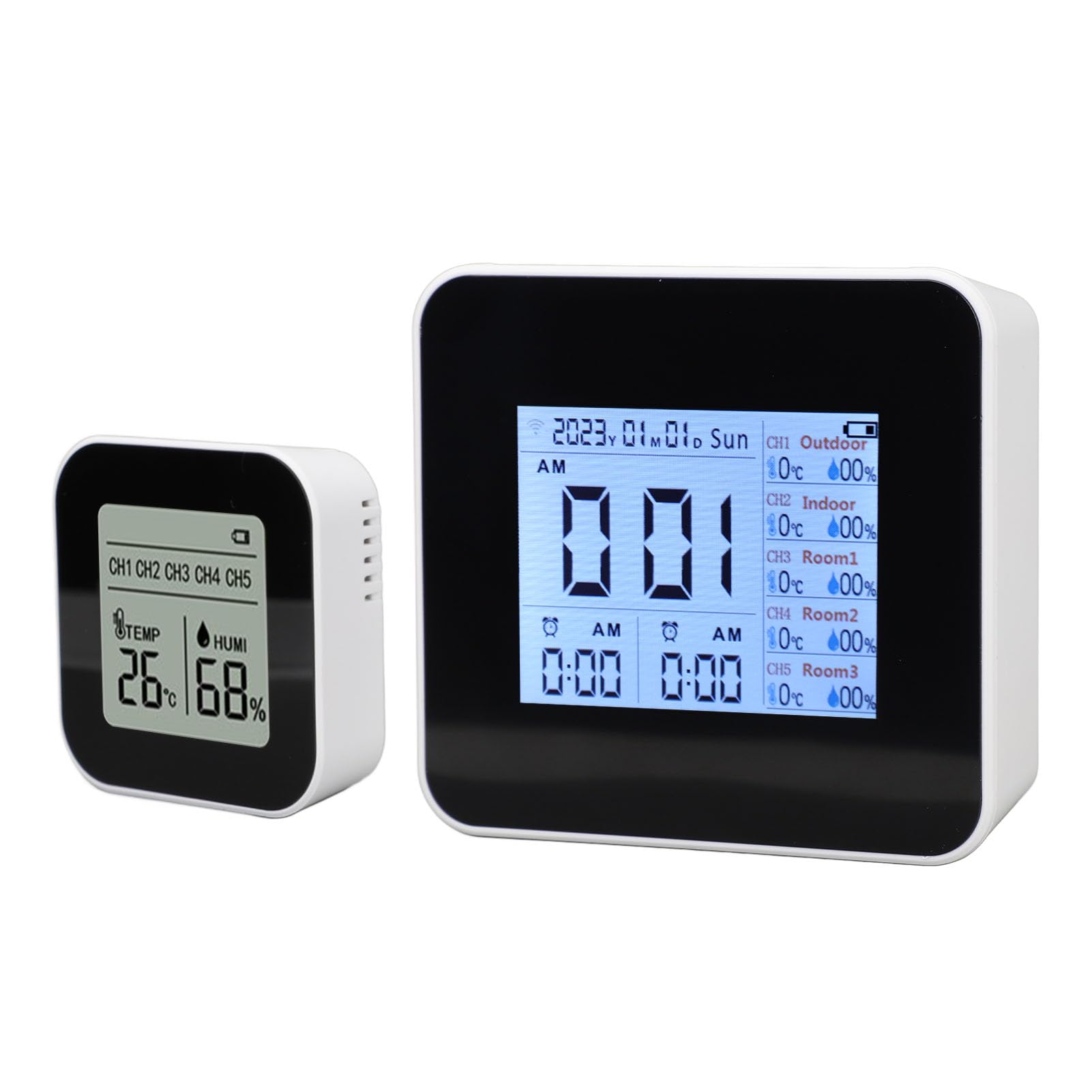 Monitor Digital de Temperatura y Humedad con Brillo Ajustable y 2 Dispositivos Secundarios para Sincronización Inalámbrica de Datos Monitoreo Interior para Propietarios de Viviendas Criadores
