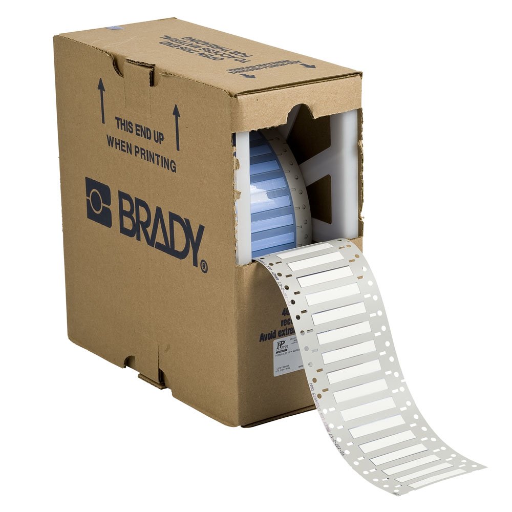 Brady 3PS-750-2-WT 2" Width x 1.250" Height, B-342 Heat-Shrink Polyolefin, Matte Finish White PermaSleeve Wire Marking Sleeve, Two-Sided Printable (