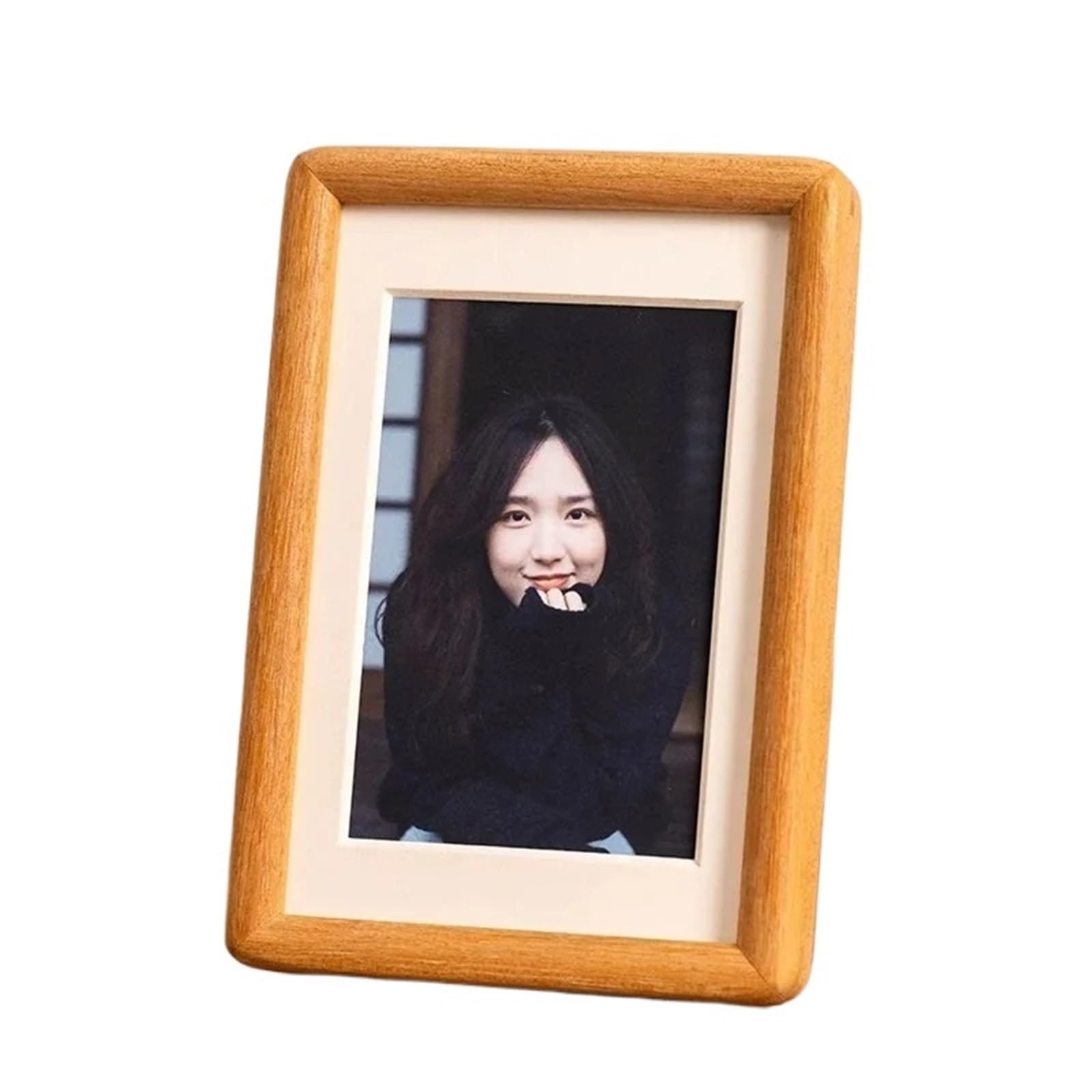 Minimalist Solid Wood Photo Frame, Walnut Picture With Mat, Tabletop & Wall Mounted Display For Photo And Picture(Teak,10 inch)