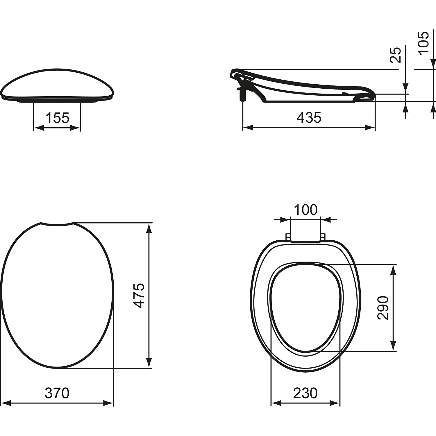 Ideal Standard Abattant WC Simple AVANCE Lunette de Toilette et Couvercle Recouvrant pour Cuvette WC Blanc K703101, Lunette Toilette, Siège WC,Modèle authentique