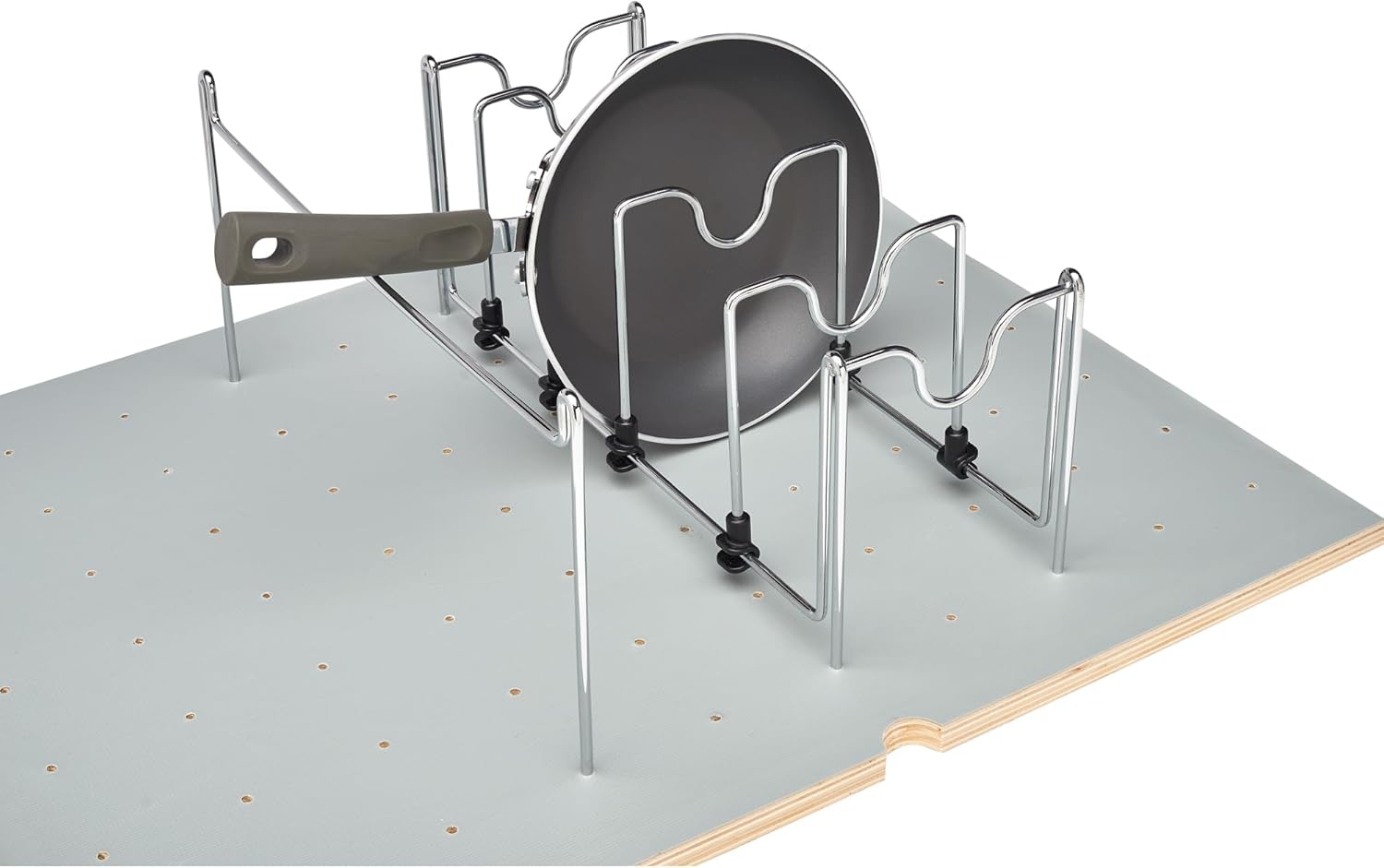 Rev-A-Shelf Drop-In Pot and Pan Drawer Organizer Storage Rack for 4DPS & 4DPG Model Peg Boards, Adjustable Divider for Cookware, Chrome, 5DCD-1-CR