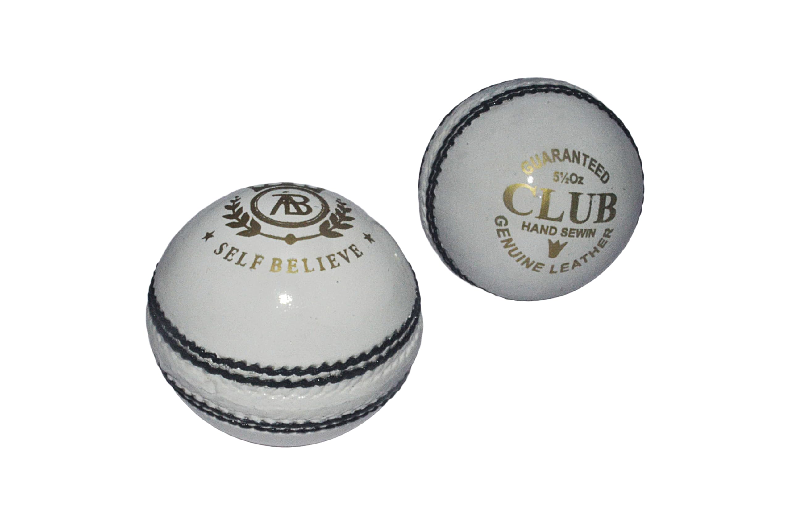 SELF BELIEVE Club White Leather Cricket Ball, Hand-Sewn, Genuine Leather, Pack of 2-image-37