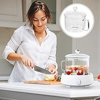 Vista 3 de Hemoton Clear Glass Simmer Pot for Stove Potpourri Cooking Saucepan with Cover Glass Saucepan Cooking Pot Pot for Pasta Noodle, Soup, Milk, Food