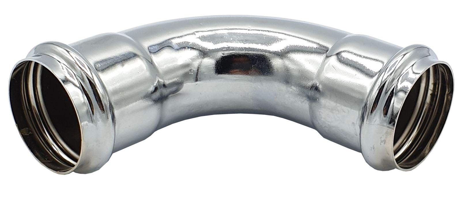 Tycner 90Deg Elbow 34Mm Drain Waste Trap Chrome Replacement 95Mm Long + 2X Gasket