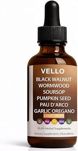 VELLO - Ajenjo de nogal negro | Guanábana, semillas de calabaza, PAU D'arco, ajo y orégano | -2 onzas/2.0 fl oz (1)