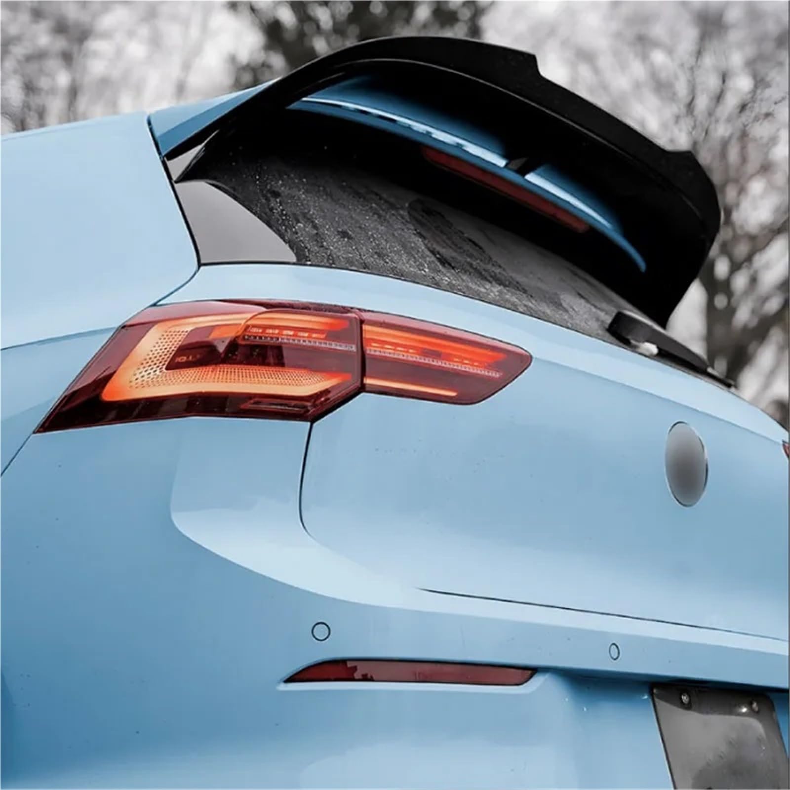 Kompatybilny z VW Clubsport Golf MK8 GTI R Clubsport 2020-2024 tylny spojler dachowy skrzydła tylny dyfuzor bagażnika ogon płetwa Tuning samochodów(Carbon Look)