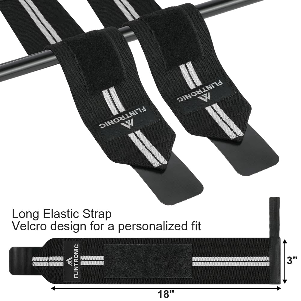 flintronic Fasce Polsi Sollevamento Pesi Cinghie, Polsiere per Fitness, con Anello per Pollice, Elasticità Cinturino di Supporto per Il Polso, per Powerlifting, Bodybuilding & Allenamenti di Forza