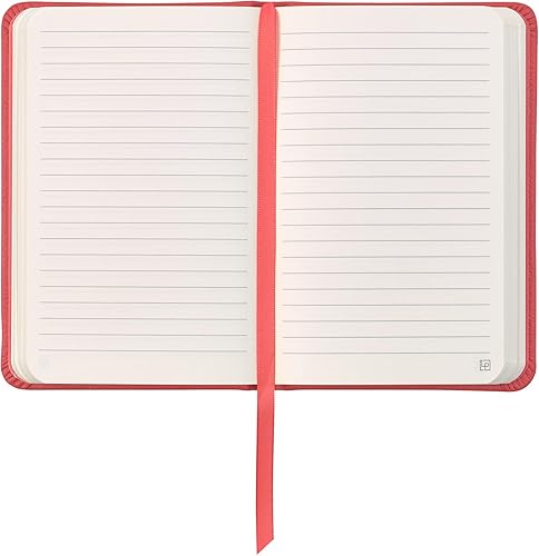 Miniatura 3 de Leatherpress Cuaderno clásico de cuero, tapa dura, rojo coral, bolsillo (3.8 x 5.7 pulgadas), 240 páginas a rayas, colección Inspire