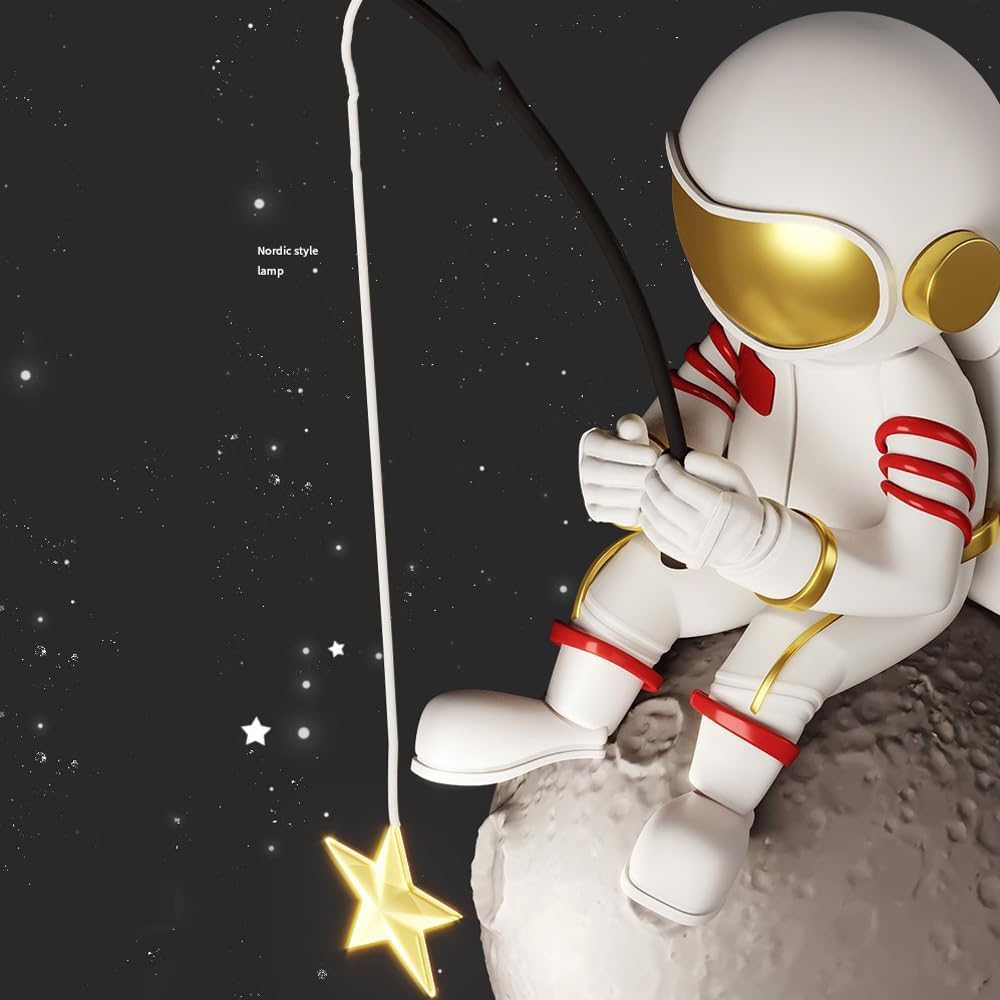 Nowoczesny astronauta ściemniane kinkiety ścienne LED księżyc gwiazda projekcja kula oświetlenie do pokoju dziecięcego sypialni lampa ścienna z połowy wieku lampka nocna dla chłopców dziewcząt