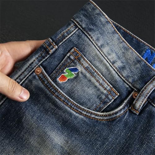 Men's Classic Retro Jeans Stretch Slim Fit Small Straight Tube Casual Versatile Pants4