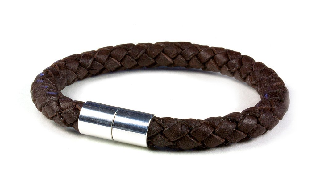 Suki PRO Braided Leather Magnet Therapy Bracelet -8mm (5/16") Dark Brown