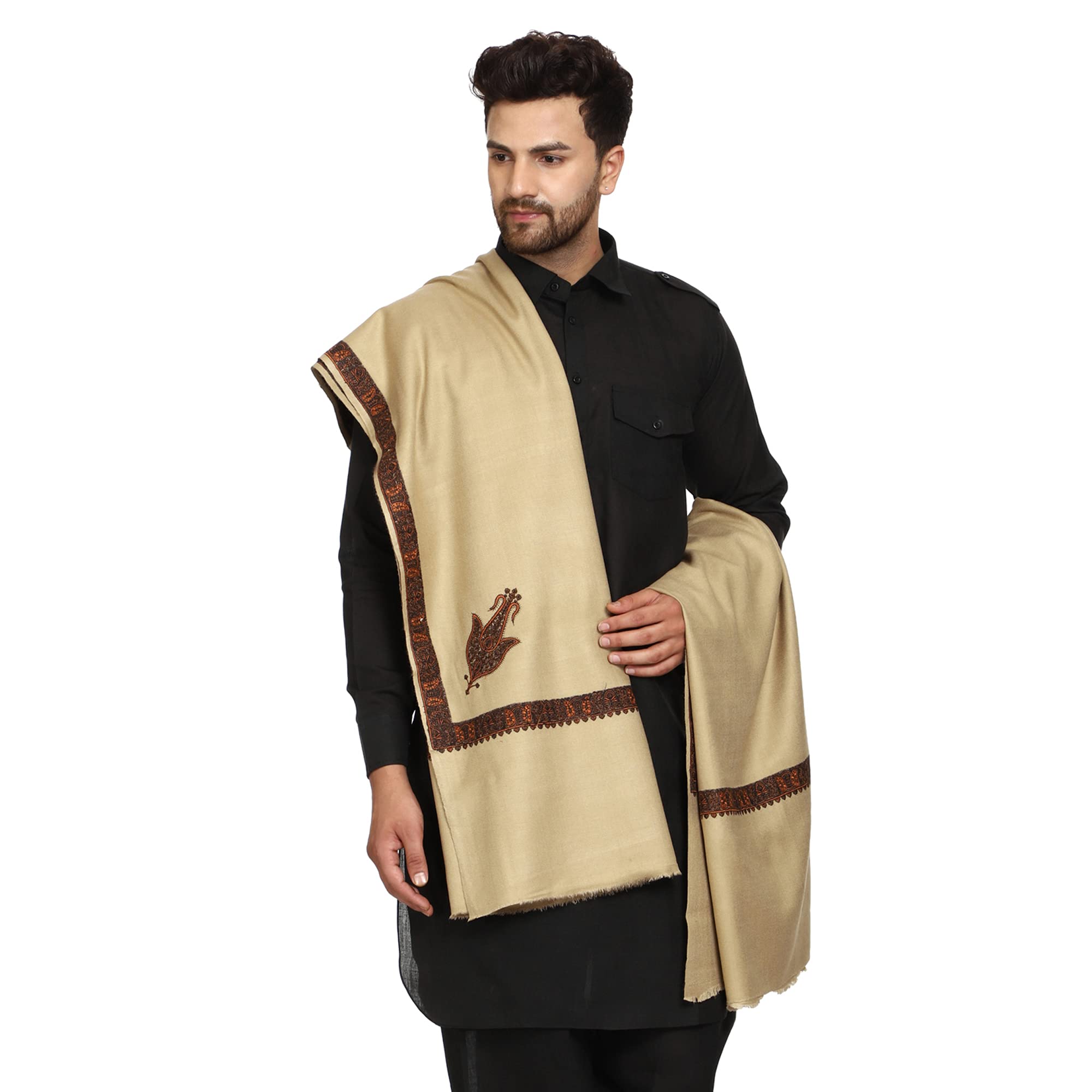 Men's Kashmiri Embroidered Wool Shawl-image-7