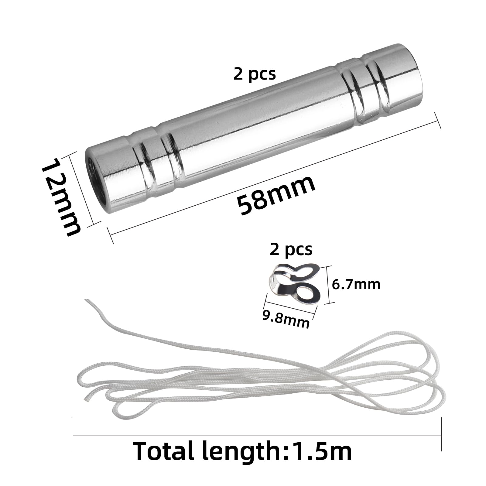 UBERMing Pull Cord Weight Handle 2 Pcs Bathroom Light Pull Cord Heavy Blind Cord Pull Handle with 150cm Cord Connectors for Toilet Ceiling Fan Light Switch - Image 2