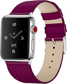 Tohsssik Leather Bands for Apple Watch Band 38mm 40mm Men & Women Sport Genuine Leather Strap Replacement Band Compatible for iWatch Series 5 4 3 2 1, Purple - coolthings.us