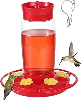 Hpewi Hummingbird Feeders for Outdoors, Plastic Hummingbird Feeders for Outdoors Hanging Ant and Bee Proof, 6 Feeding Port...