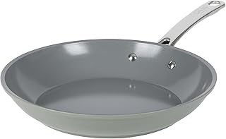 Kitchen Essentials 10 Inch Fry Pan PFA Free Titanium Ceramic Nonstick Interior Forged Aluminum Cookware Frying Pan - Green - Induction Compatible
